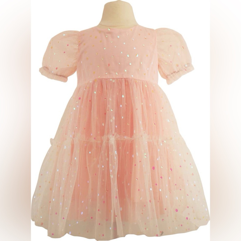 Paillette Accent Tiered Tulle Party Dress